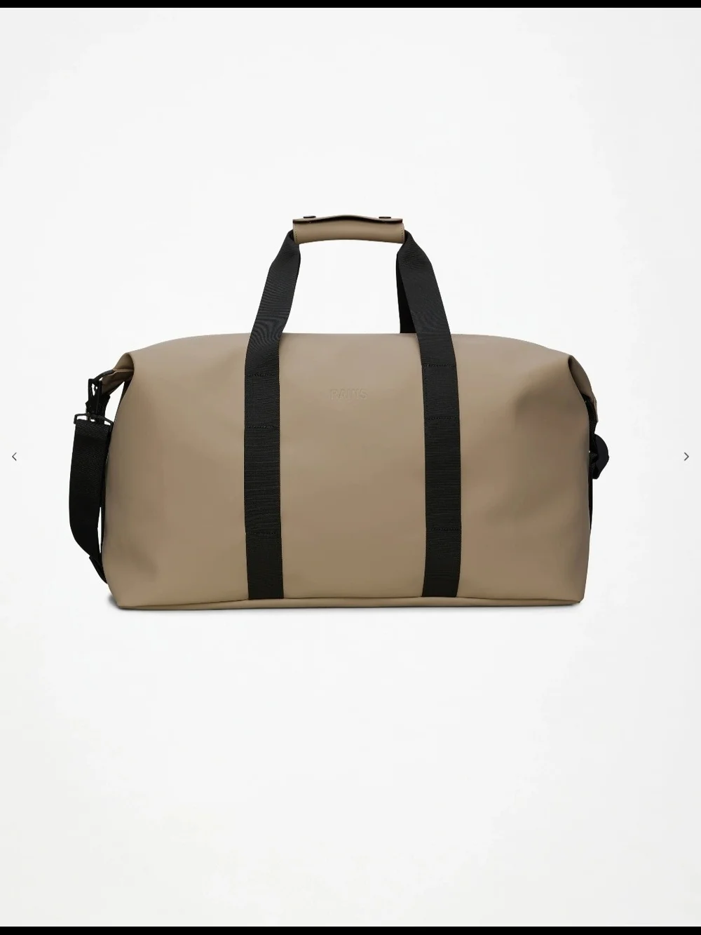 Rains Khaki Duffel Bag with Black Straps